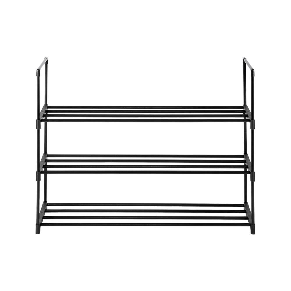 Ktaxon 3 Tiers Metal Shoe Rack Shoe Shelf 15 Pairs Shoe Tower Stand Closet Storage Organizer for Entryway Bedroom Living Room Home, Black Finish