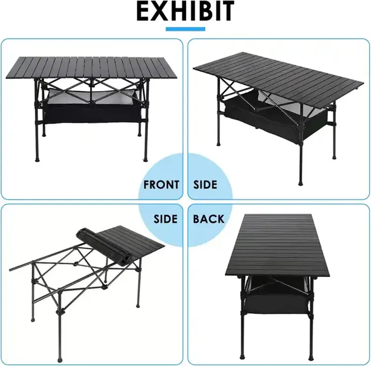 Portable Aluminum Rectangular Foldable Camping Table with Carrying Bag Lightweight Outdoor Dining Tables