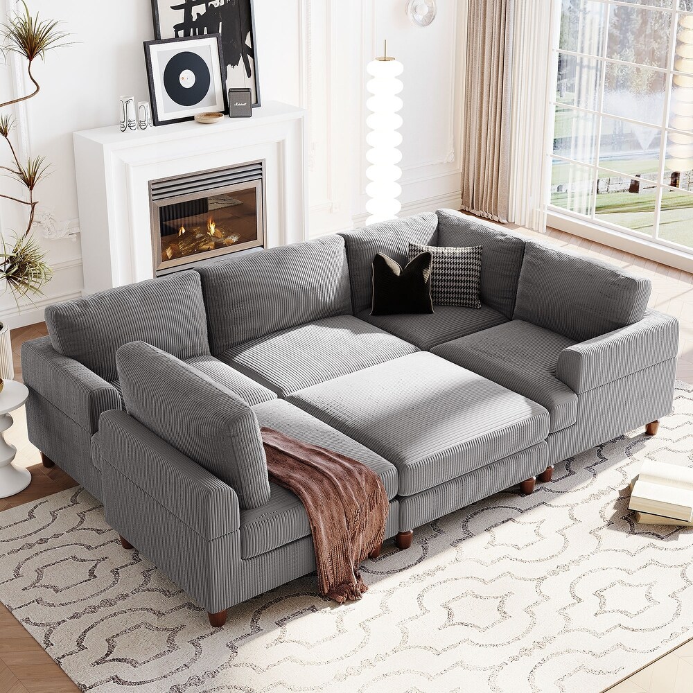 Modular Sectional Sofa with Ottoman L Shaped Corner  Sectional Sofa for Living Room