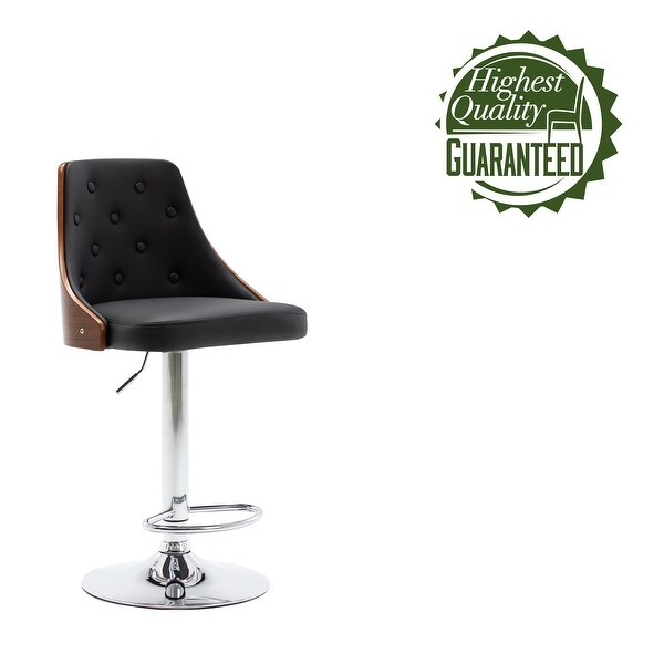 Porthos Home Trey Bar Stool， PU Leather， Chrome Base