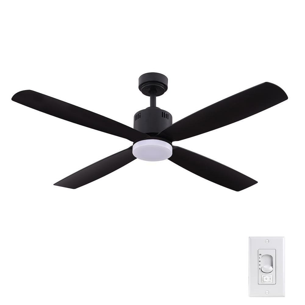 Home Decorators Collection Kitteridge 52 in LED Indoor Matte Black Ceiling Fan with Light Kit