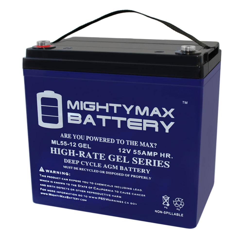 MIGHTY MAX BATTERY 12V 55AH GEL Battery for Power Boat Pontoon Electric Trolling Motor MAX3519034