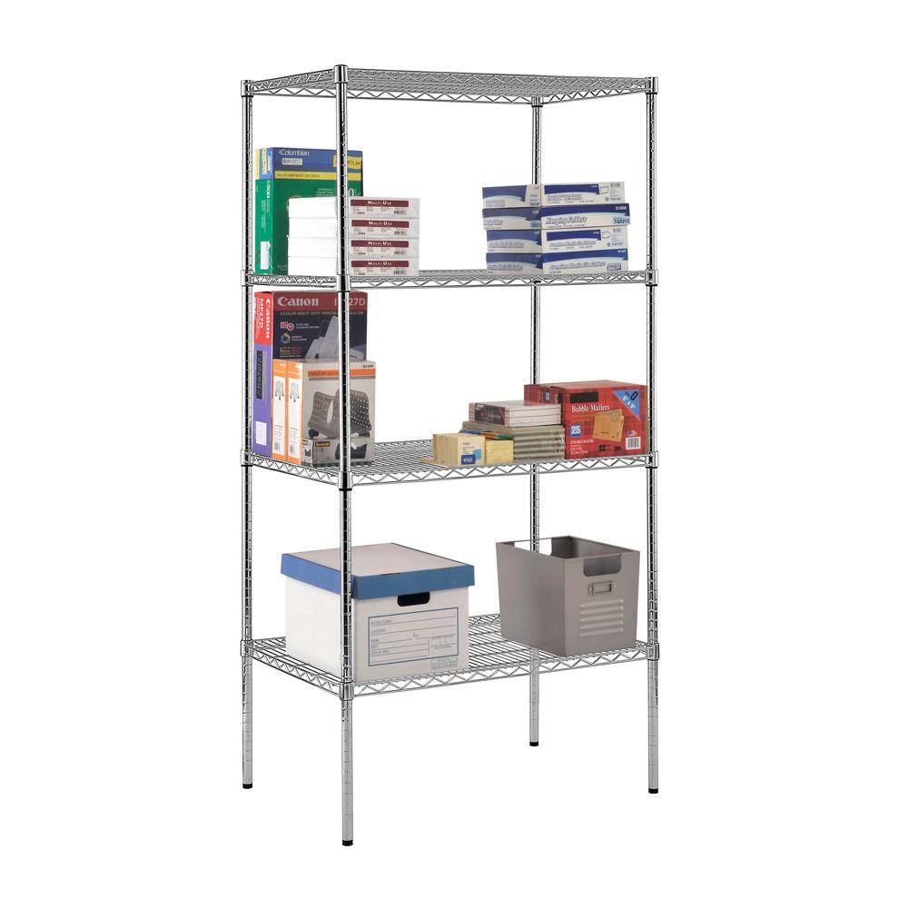 Sandusky Chrome 4-Tier Heavy Duty Steel Garage Storage Shelving Unit (36 in. W x 86 in. H x 24 in. D) WS362486-C