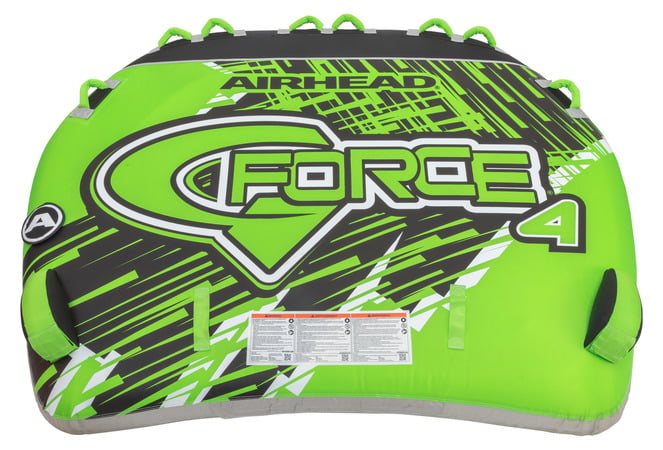 Airhead G-Force 4-Person Seating Capacity Towable Boat Tube Float， Heavy-Duty Nylon， Green