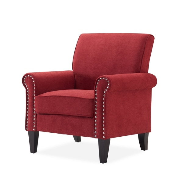 Copper Grove Herve Brick Red Velvet Traditional Arm Chair