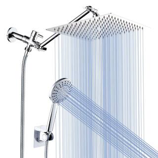 Zalerock Rainfull 5-Spray Patterns 8 in. Wall Mount Dual Shower Heads and Handheld Shower Head in Chrome HKSC081