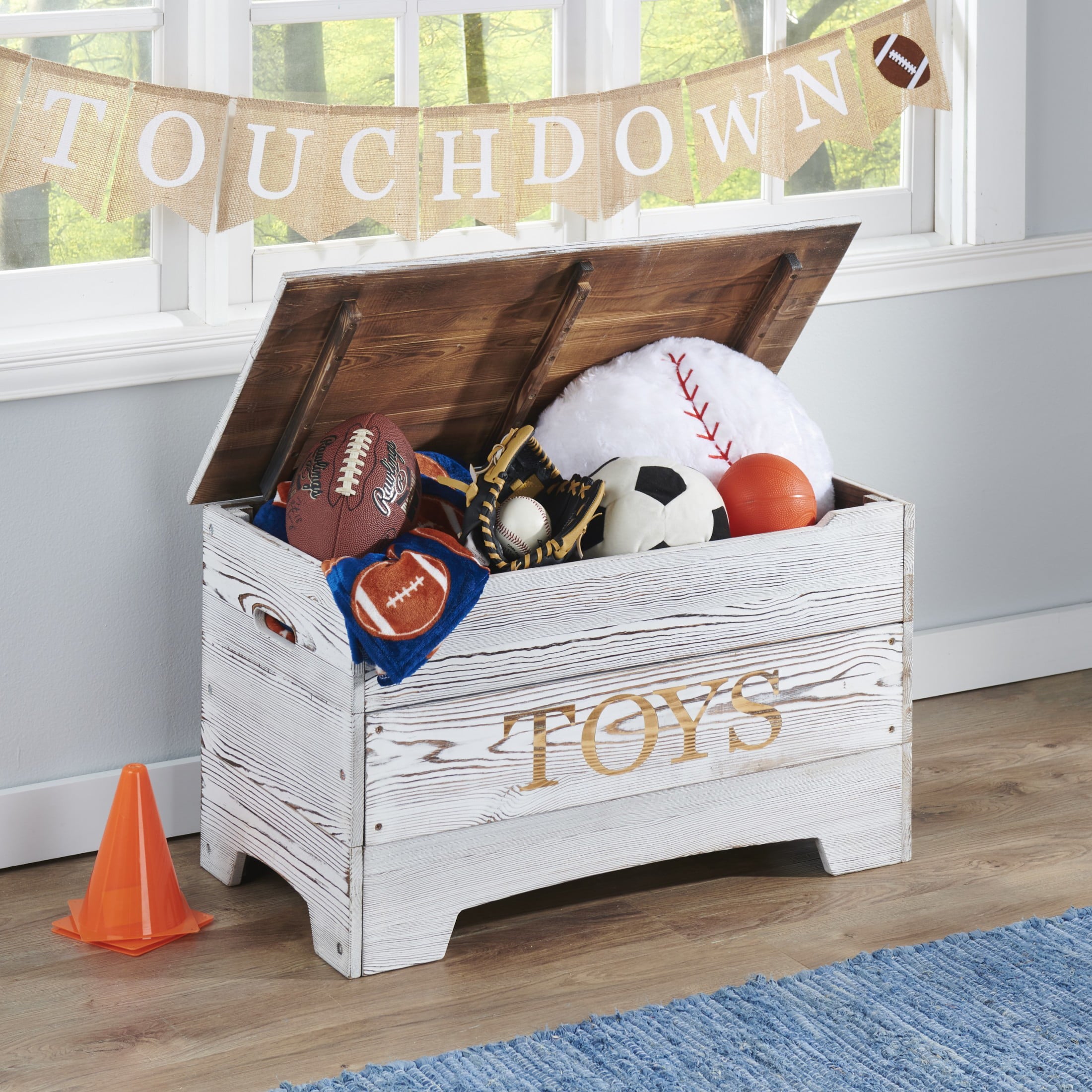 Badger Basket 24.6 Gallon Wood Toy Chests, Distressed White