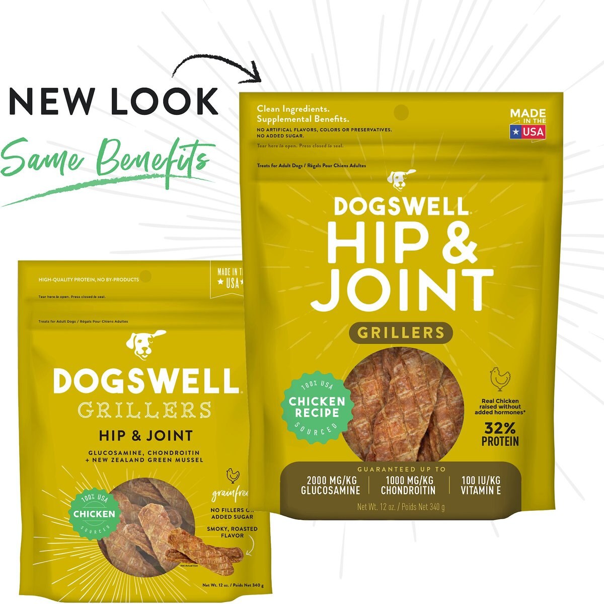 Dogswell Grillers Hip and Joint Chicken Recipe Grain-Free Dog Treats