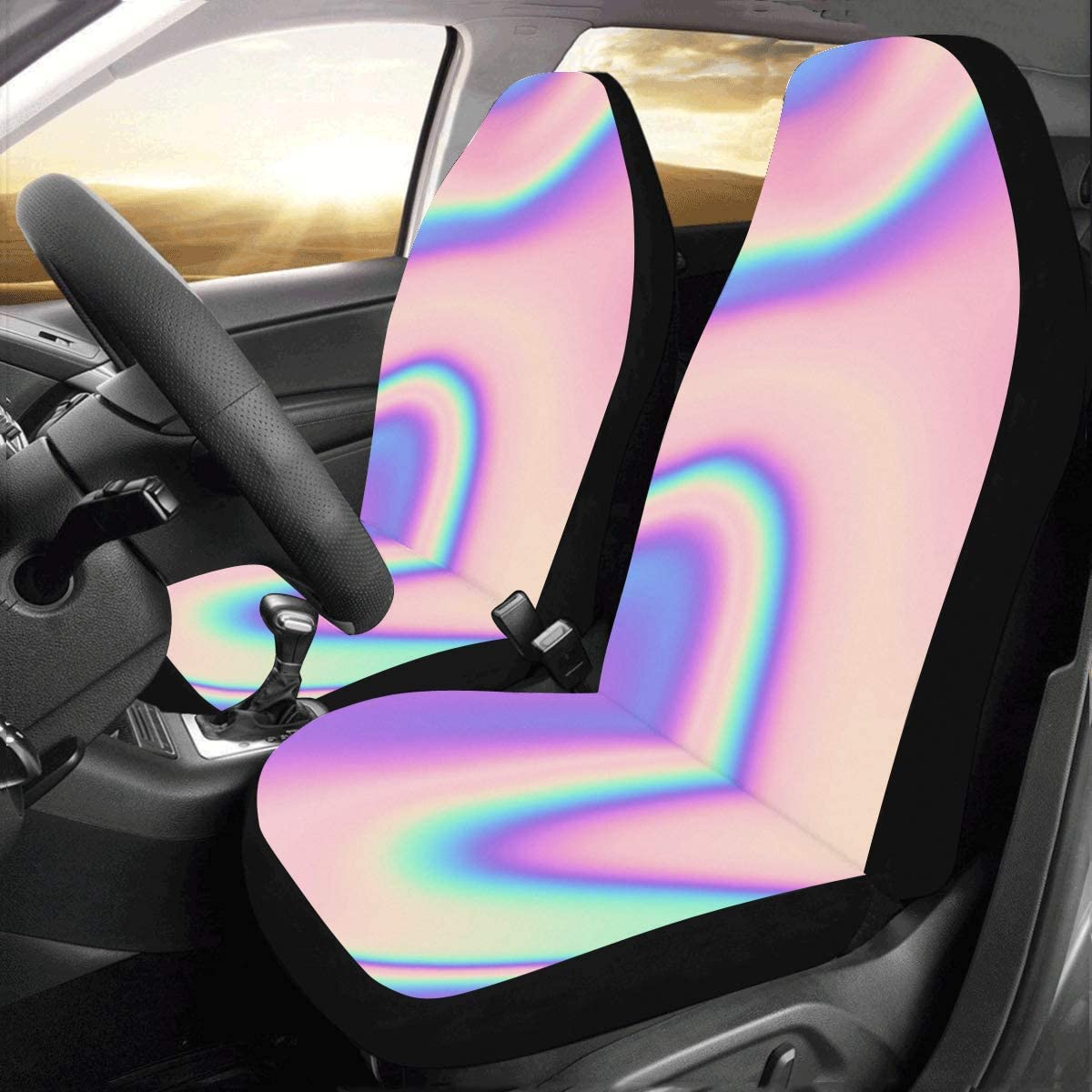 FMSHPON Set of 2 Car Seat Covers Neon Color Universal Auto Front Seats Protector Fits for Car，SUV Sedan，Truck