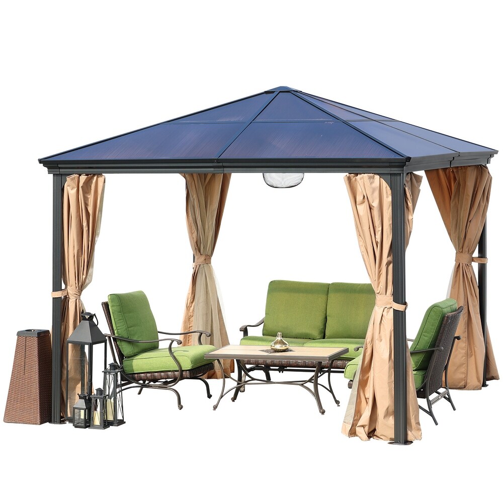 Aoodor 10 x 10 ft. Outdoor Aluminum Frame Roof Gazebo