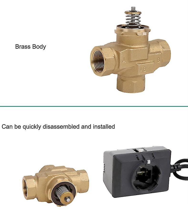 Born Pretty 1/2andquot;3/4andquot;1 Honeywell Motorized Three-way Valve Brass Vc6013 Fan Coil Electric Valve Ac220v