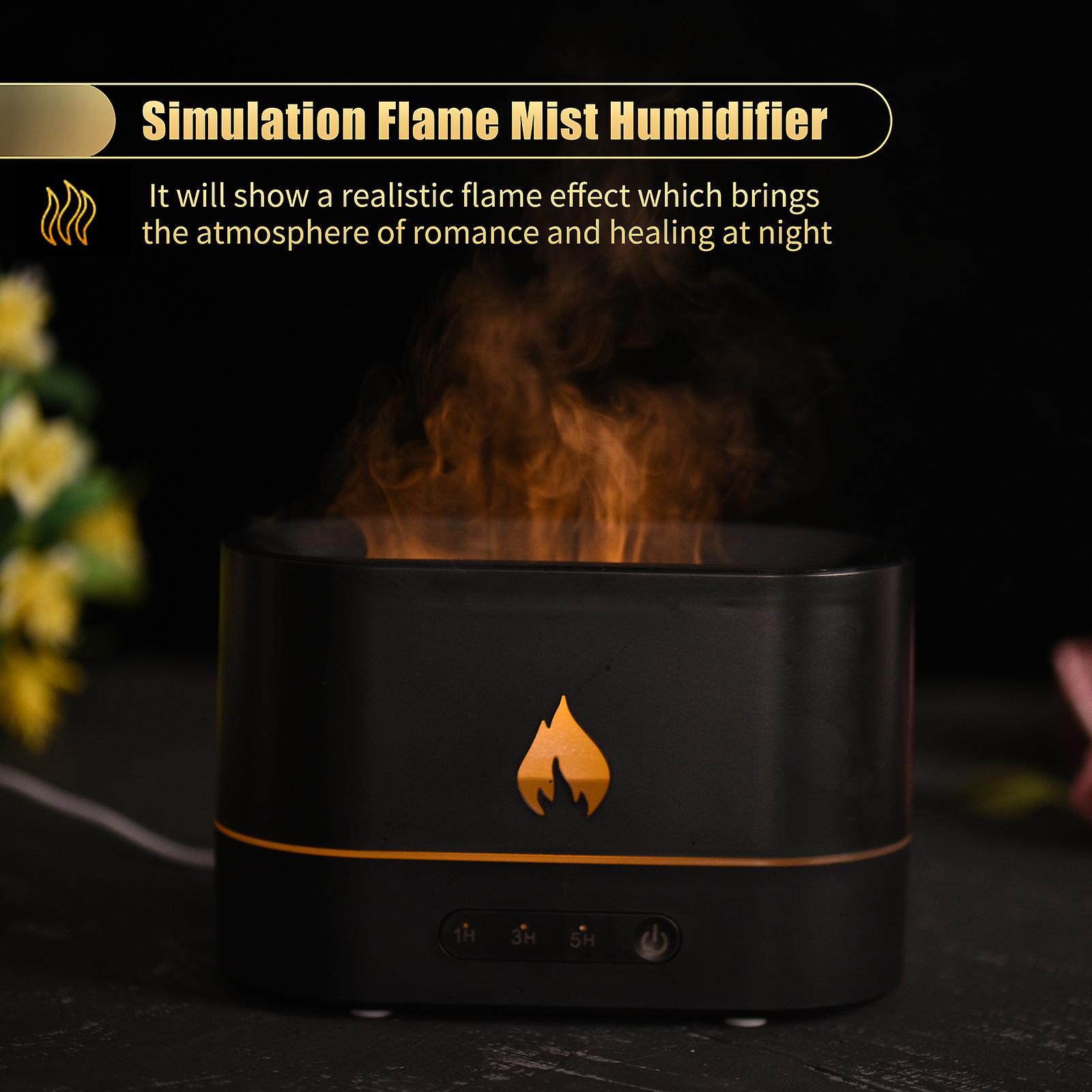 250ml Simulation Flame Mist Humidifier Flame Night Light Quiet Aromatherapy Diffuser Desktop Usb Humidifier For Home Office Bedroom Baby Room 1/3/5h T