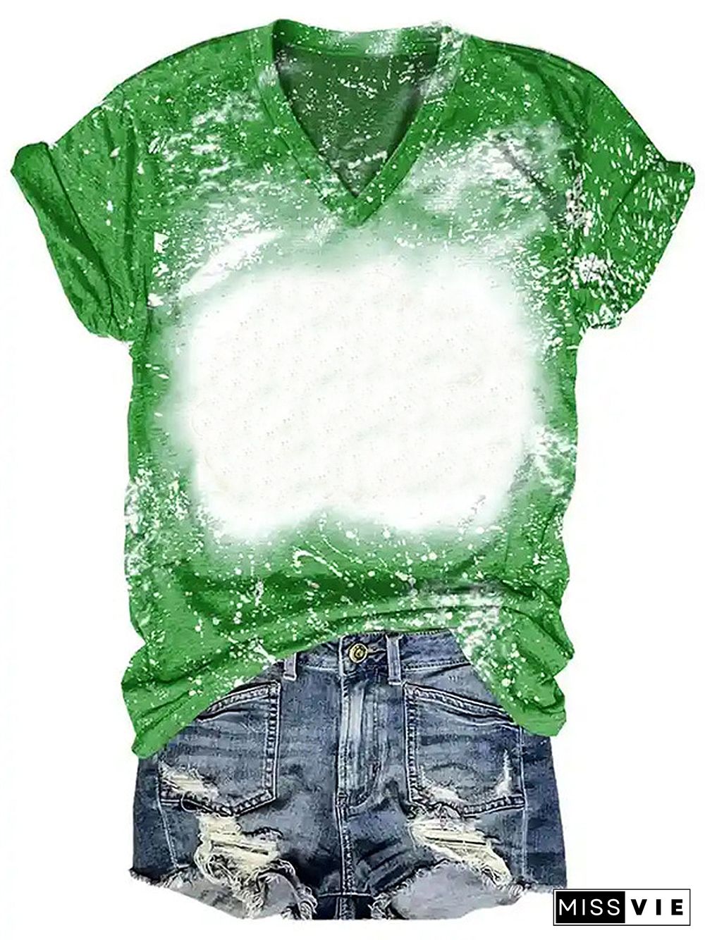 Do It Yourself Tie-dye Print V-neck T-shirt