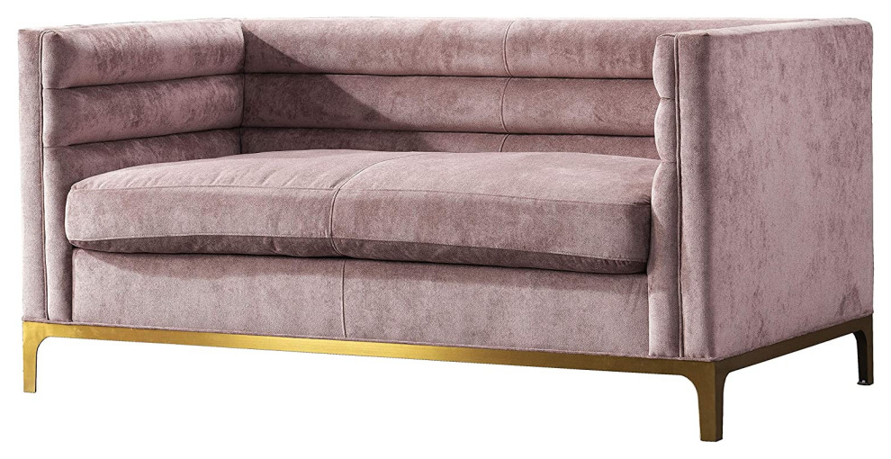 Modern Loveseat  Velvet Seat With Horizontal Channel Tufted Back  Pinkish Purple   Transitional   Loveseats   by Declusia  Houzz