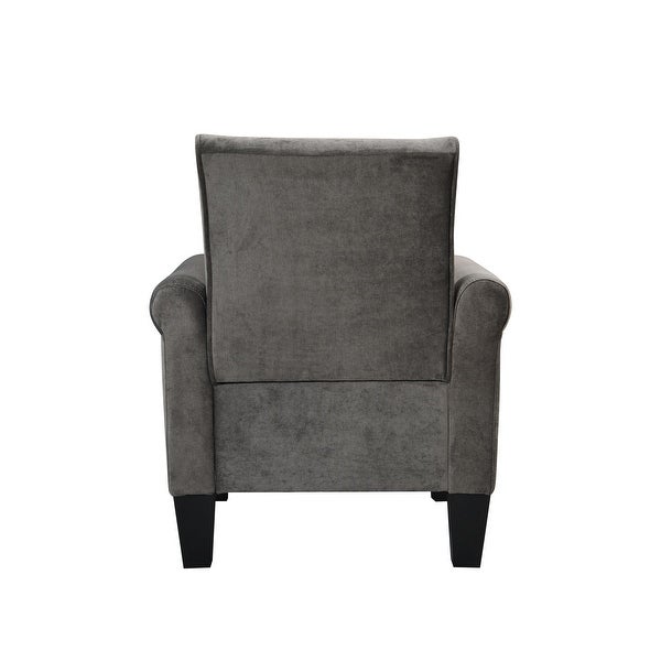 High Quality Fabric Accent Chairs， Sleek Lounge Chairs Comfy Sofa Chair， PU Leather Flared Armchair， Charcoal Grey