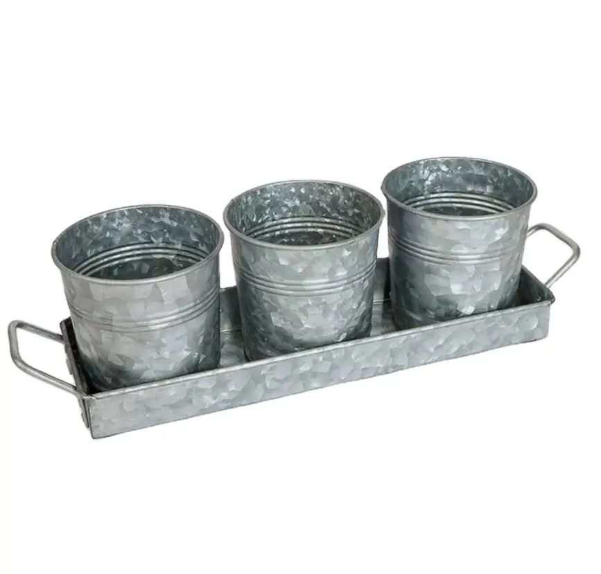 Modern Planter Holders set of 3 for Home Hotel Restaurant Flower Pots Galvanized finishing metal iron planter holder Flower Pots