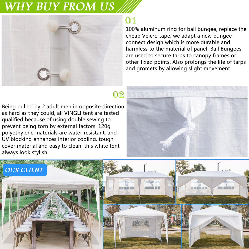 Zimtown 10'x20' Canopy Tent Party Wedding Outdoor Gazebo Event 6 Sides