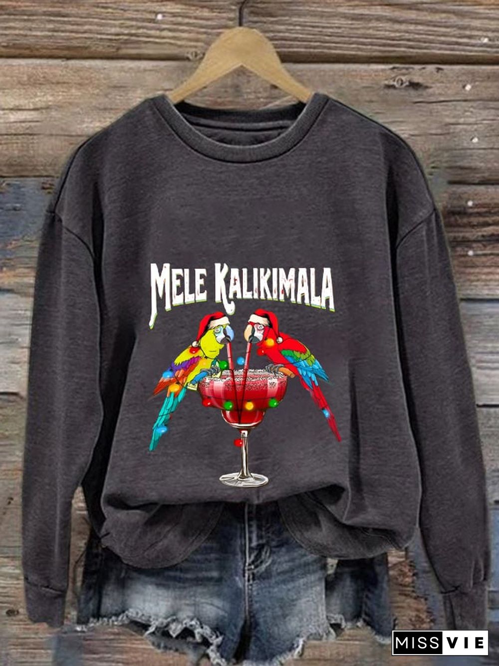 Women's Christmas Mele Kalikimaka Print Casual Sweatshirt