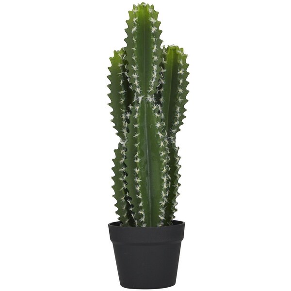 Faux Foliage Cactus Artificial Plant with Realistic Leaves and Black Round Pot