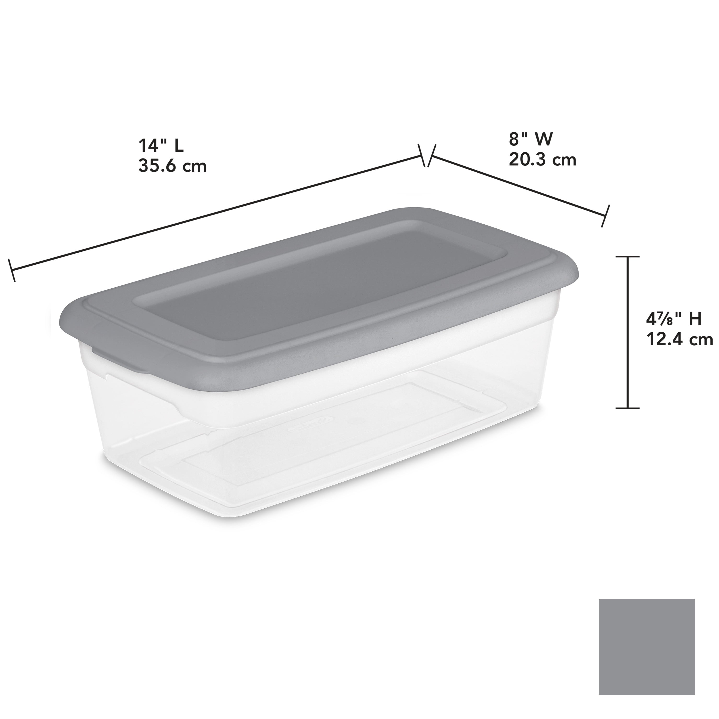 Sterilite 6 Qt. Storage Box Plastic, Titanium, Set of 40