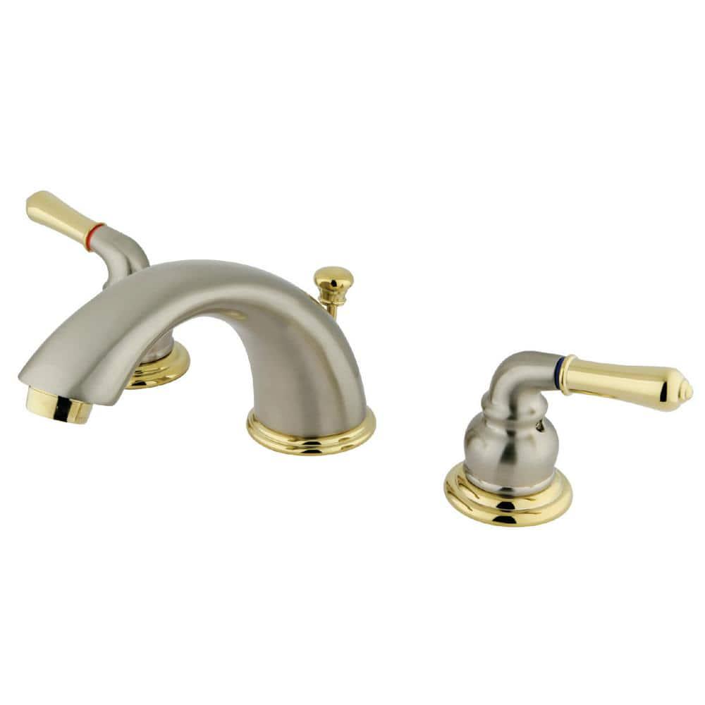 Kingston Brass Magellan 8 in Widespread 2Handle Bathroom Faucet in Brushed NickelPolished Brass