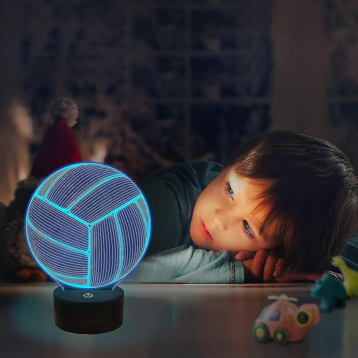 Volleyball 3d Night Light， Sport Mood Illusion Lamp For Kids With Remote Control 16 Colors Changing，