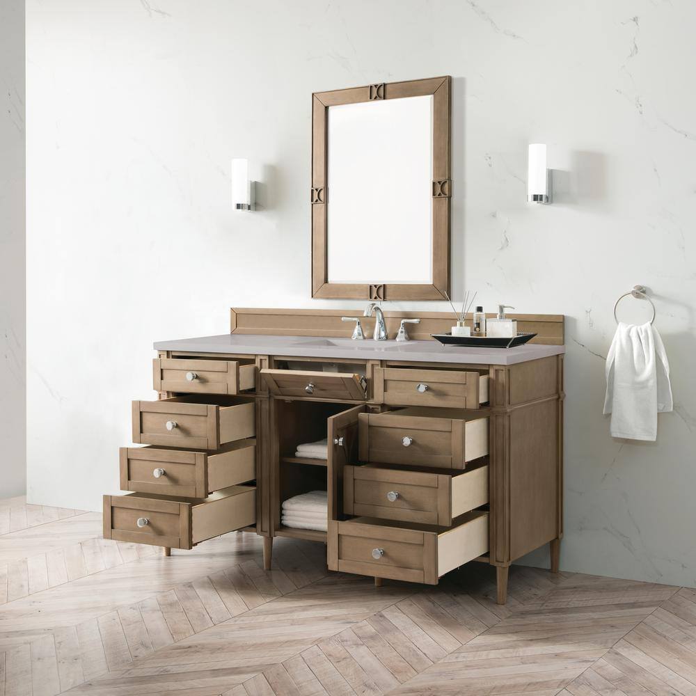 Home Decorators Collection Darrowood 60 in. W x 22 in. D x 33.78 in. H Single Bath Vanity in Whitewashed Walnut with Quartz Top in Pietra Grey HD650V60S-WW-PG