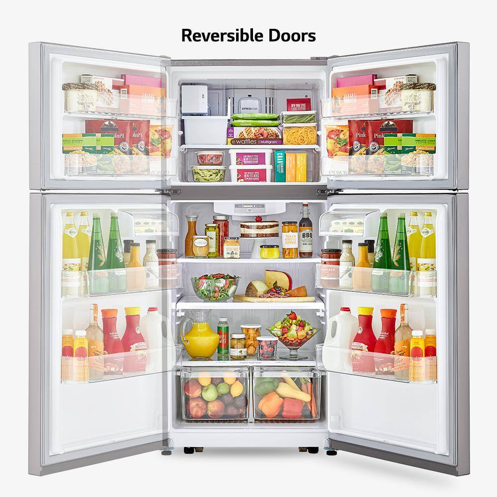 LG 30 in. W 20 cu. ft. Top Freezer Refrigerator w LED Lighting SmartDiagnosis and Multi-Air Flow in Stainless Steel LTCS20030S