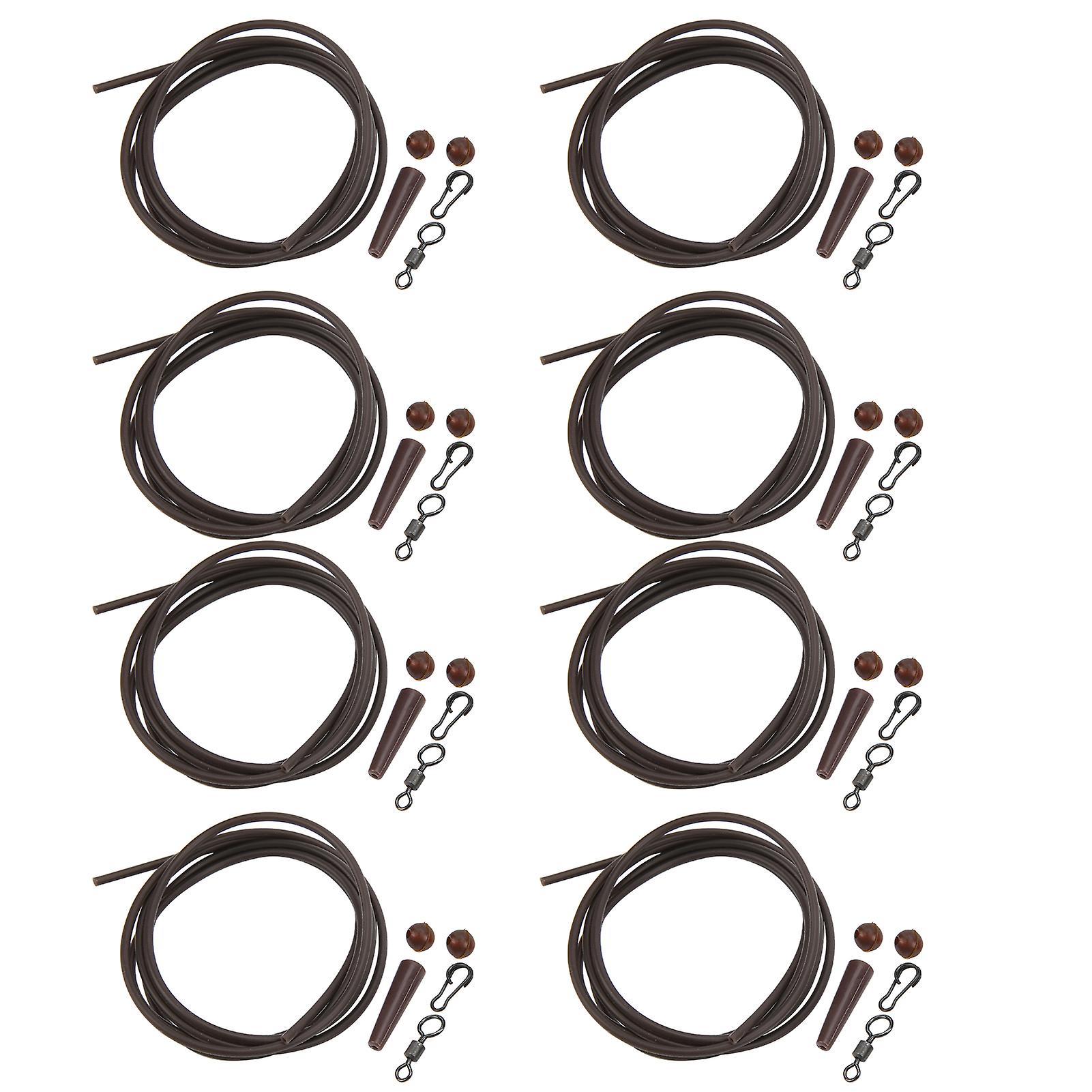 8pcs Abs+copper Alloy Portable Silicone Hair Rigs Swivel Carp Fishing Accessoriesbrown