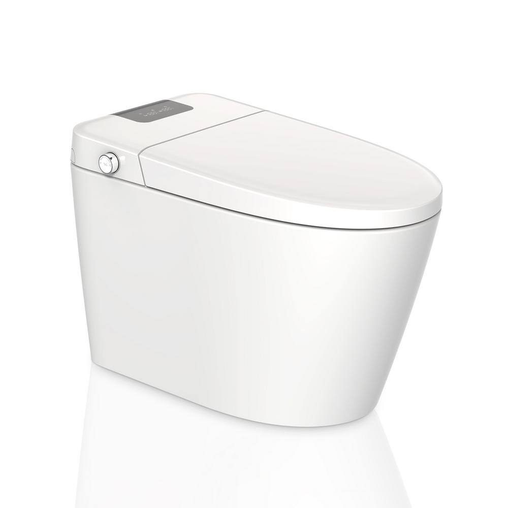 FAMYYT Smart 1.061.27 GPF Dual Flush Elongated Electric Toilet Bidet with Automatic Flush and Remote Control in White XJ-ST1310-L