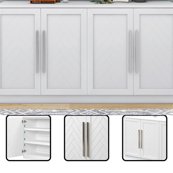 White Buffet Cabinet with Adjustable Shelves