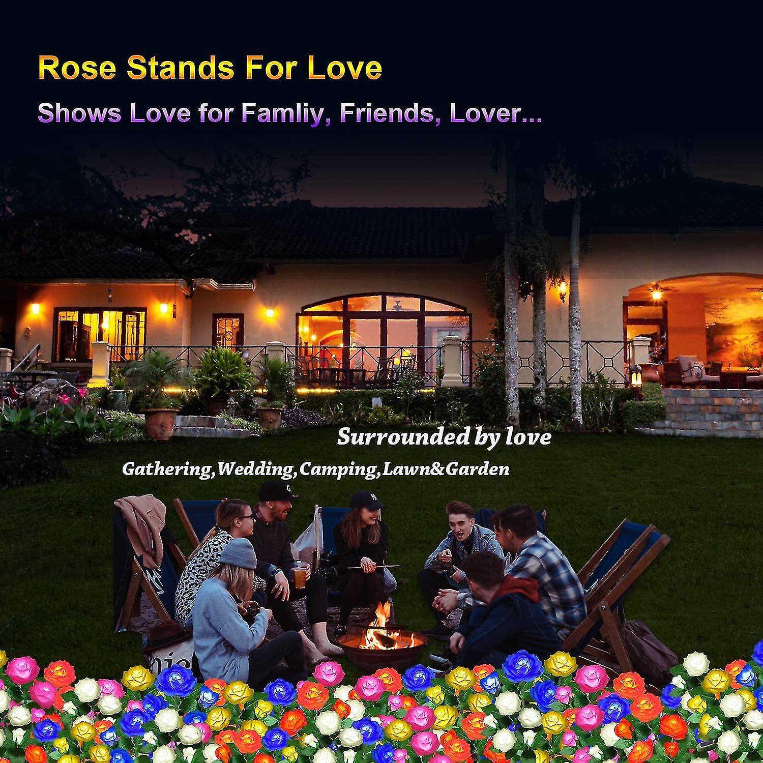 Solar Garden Lights Outdoor Realistic Led Solar Powered Rose Lights Flower Stake