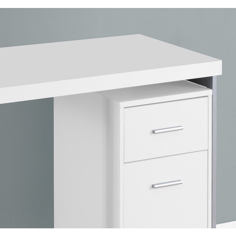 47.25 White and Silver Contemporary Rectangular Computer Desk with Drawers