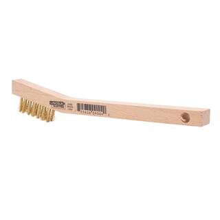 Lincoln Electric 8 in. Long Wooden Handled Brass Welding Wire Brush (.3 in. x 1.6 in. Bristle Area 3 x 7 Row) for Cleaning Aluminum KH582