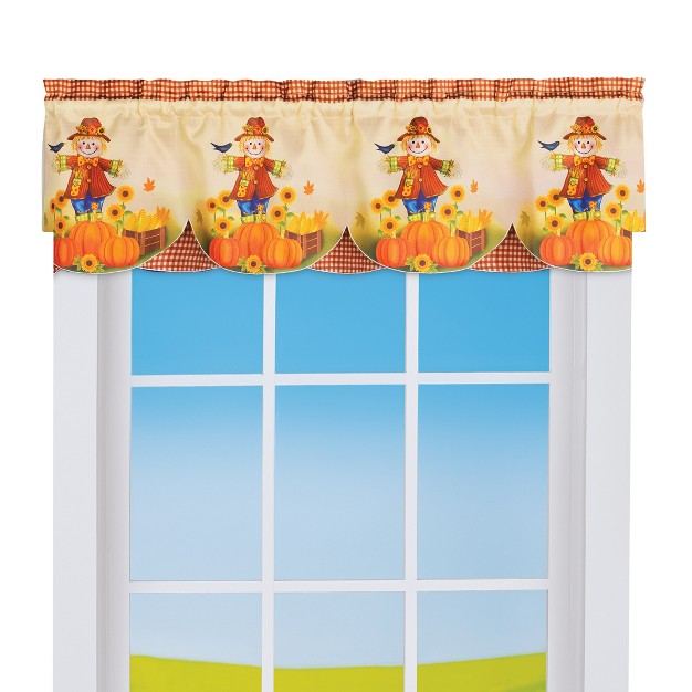 Collections Etc Harvest Scarecrow Pumpkin Printed Window Valance