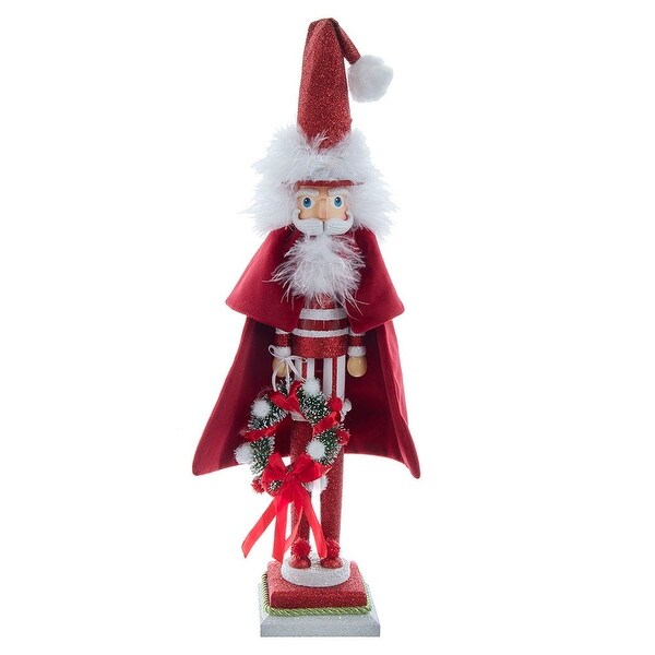 Kurt Adler 20Inch Hollywood Red Skinny Nutcracker with Wreath