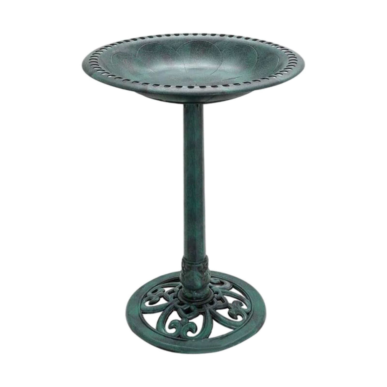 Outdoor Garden Bird Bath Weather Resistant Rustic Standing Decoration Birdbaths green