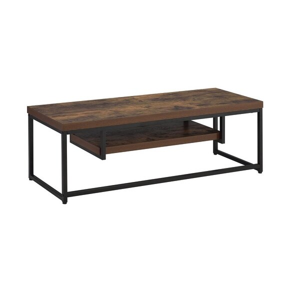 47 inch Industrial Oak Top TV Stand with Metal Sled Base and Storage Space