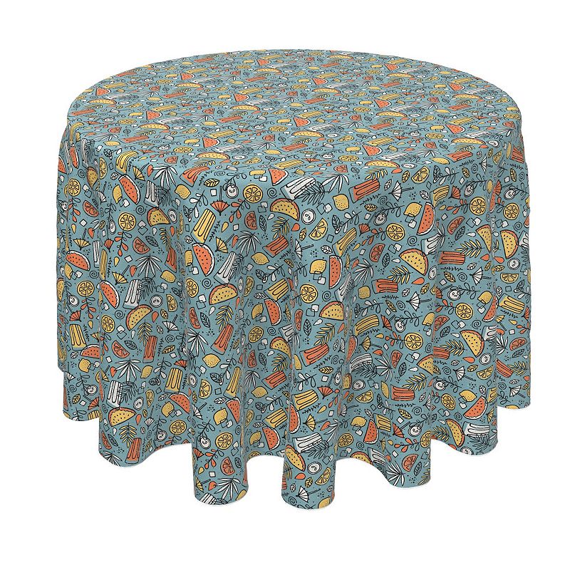 Round Tablecloth， 100% Polyester， 60 Round， Colorful Refreshments