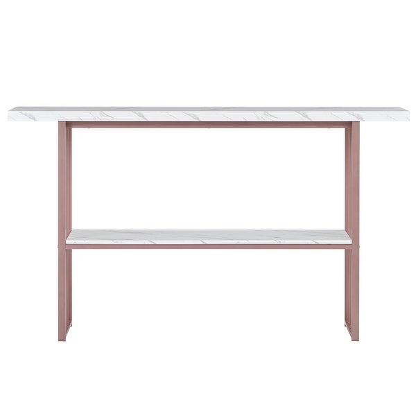 Console Table with 2 Shelves， Extra Long Entryway Table with Metal Frame