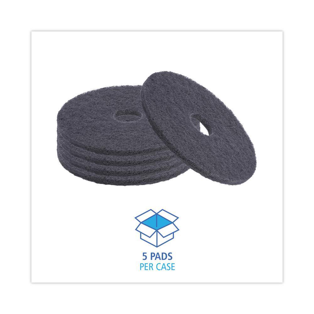 Boardwalk 16in. Diameter Black Stripping Floor Pads (5-Pack) BWK4016BLA