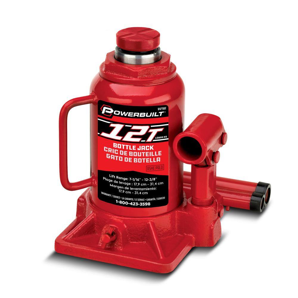 Powerbuilt 12 -Ton Shorty Bottle Jack 647502