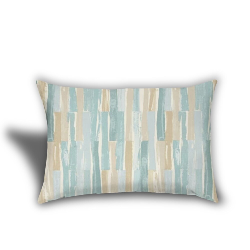 Sky Line Drive Indoor/Outdoor  Zippered Pillow Cover with Insert  Set of 2 Large   1 Lumbar  Tan  White  Seafoam