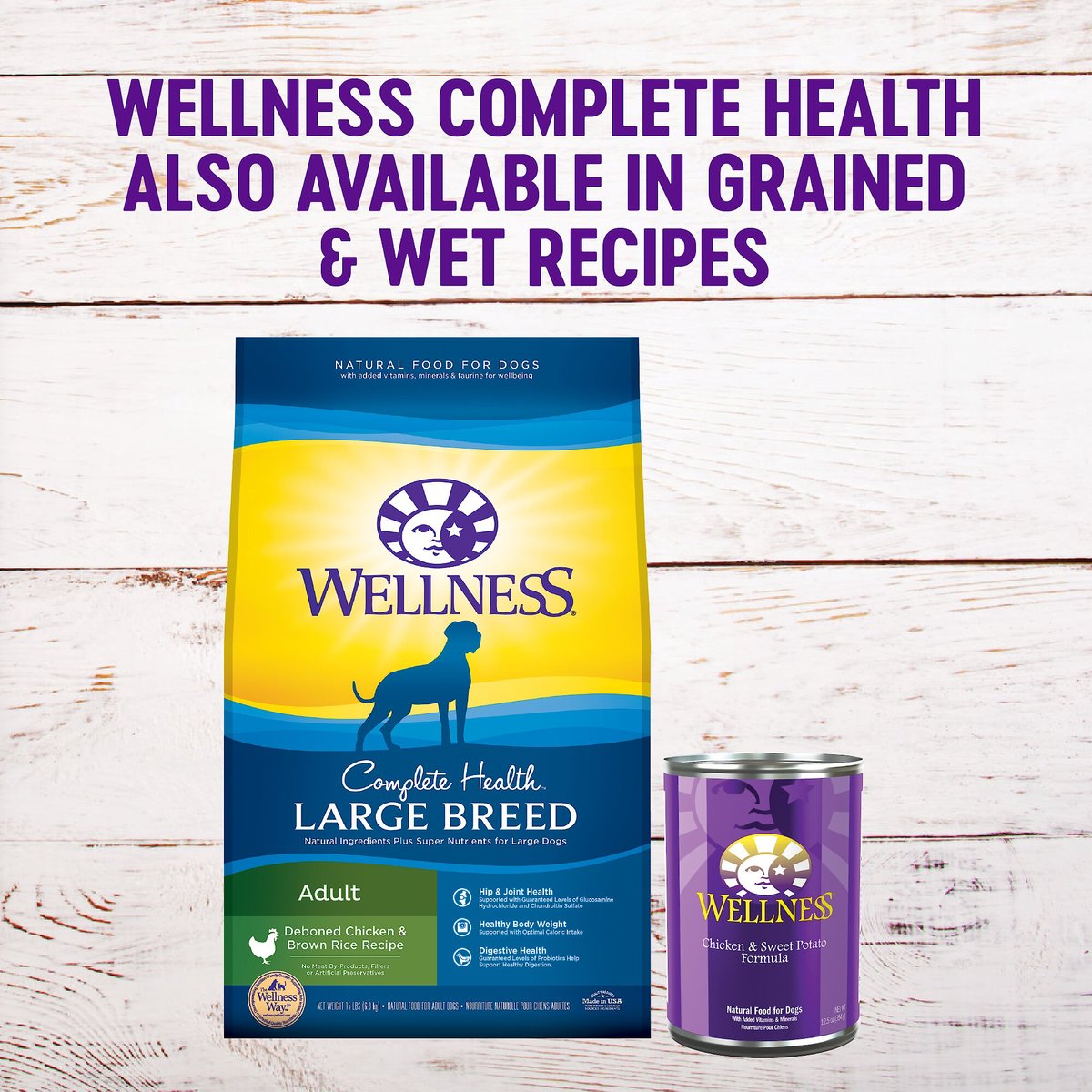 Wellness Grain-Free Complete Health Large Breed Adult Deboned Chicken and Chicken Meal Recipe Dry Dog Food