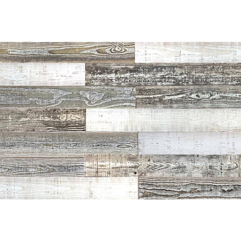 Easy Planking Thermo-treated 14 in. x 5 in. x 4 ft. White Gray and Black Barn Wood Wall Planks (10 Sq. ft. per 6 Pack) 11133