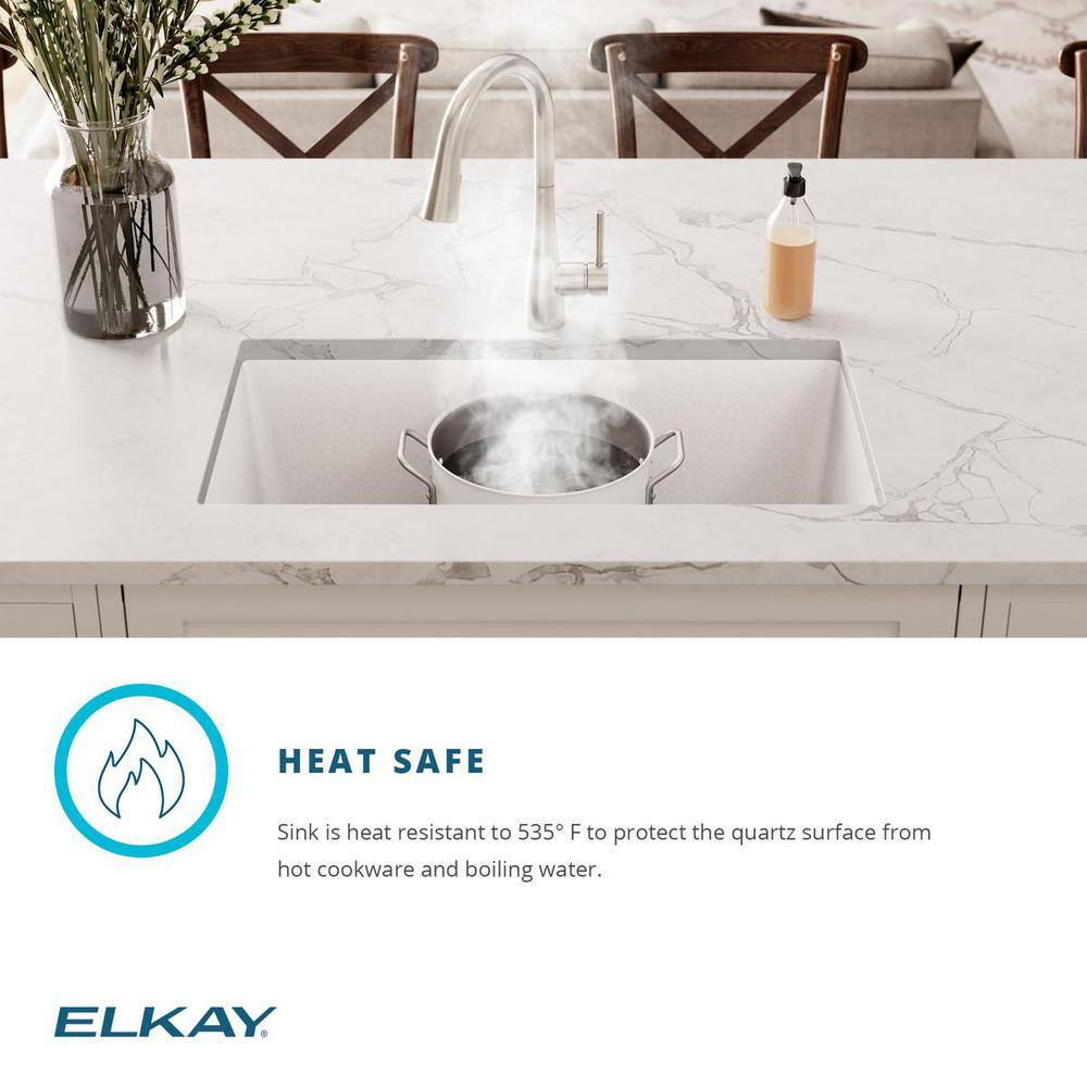 Elkay Quartz Classic Greystone Quartz 33 in. 6040 Double Bowl Drop-In Kitchen Sink with Aqua Divide ELGH3322RGS0