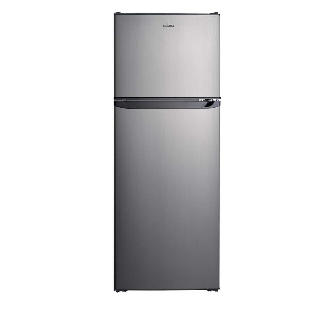 Galanz 100 cu ft Top Freezer Refrigerator with Dual Door Frost Free in Stainless Steel Look