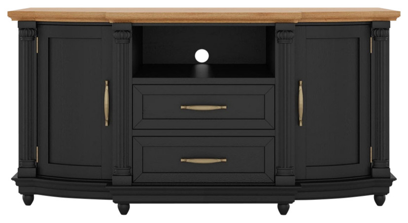 Marshalltown Two Tone Solid Wood 2 Drawer Large TV Media Cabinet   Traditional   Entertainment Centers And Tv Stands   by Sierra Living Concepts Inc  Houzz