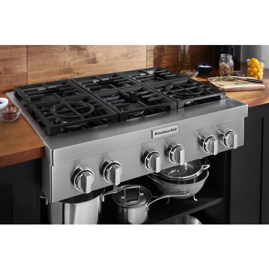 KitchenAid KCGC506JSS 363939 6Burner CommercialStyle Gas Rangetop in S