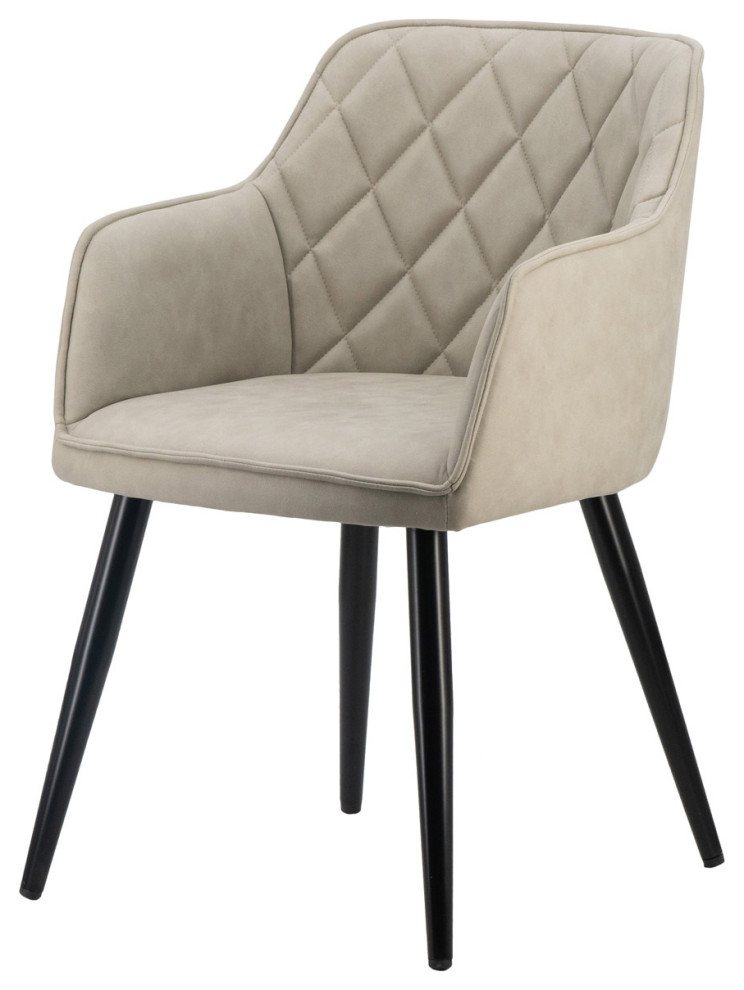 Quilted Back Dining Chair  Beige   Midcentury   Dining Chairs   by Lighting New York  Houzz